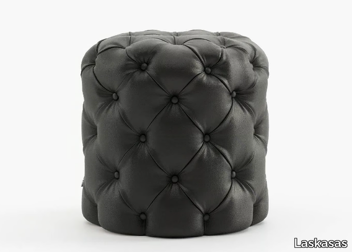 BUR SMALL - Tufted round leather pouf _ Laskasas