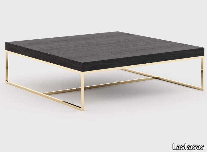 S. PAULO - Square stainless steel and wood coffee table _ Laskasas