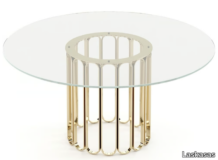 CHERYL - Round Glass and Stainless Steel dining table _ Laskasas