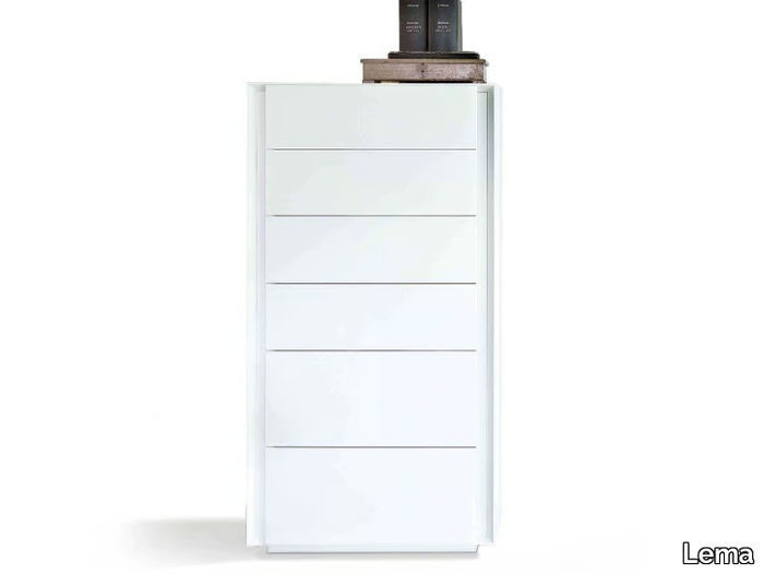 LUNA - Free standing lacquered chest of drawers _ Lema