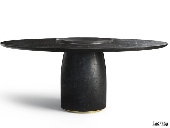 BULÈ - Round reconstructed marble table with Lazy Susan _ Lema