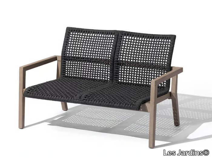 COPENHAGUE - Rope garden bench with back and armrests _ Les Jardins®