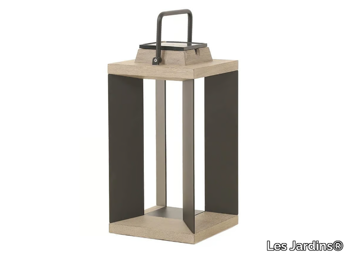 TECKA81 - Solar powered aluminium and wood lantern _ Les Jardins®