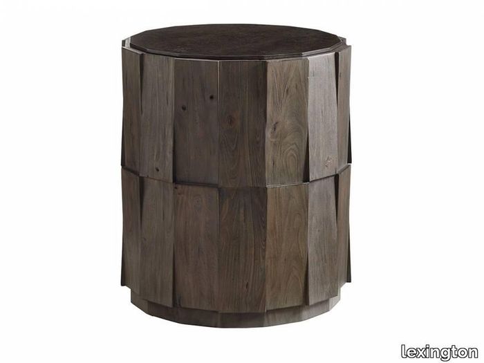 Everett Round Travertine End Table