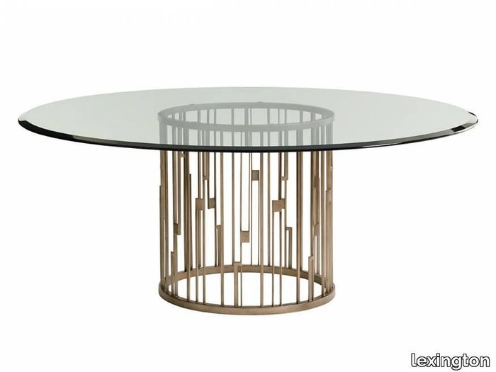 Rendezvous Round Metal Dining Table With Glass Top