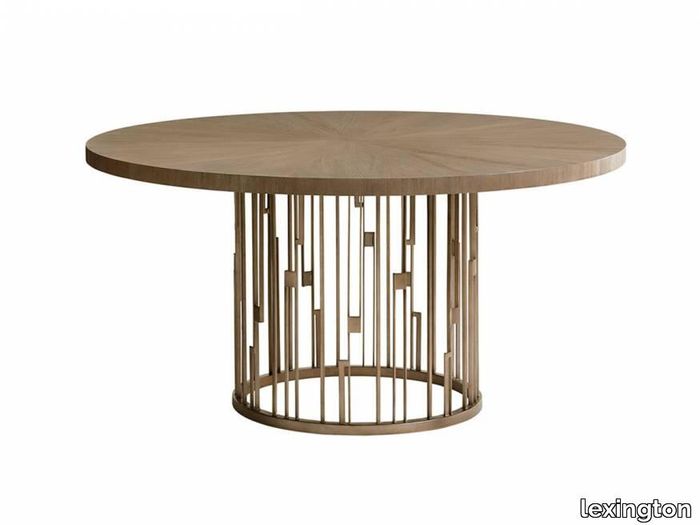 Rendezvous Round Metal Dining Table With Wooden Top