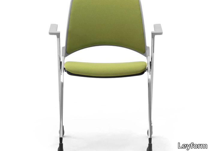 KEY OK - Chrome plated steel and fabric chair with armrests _ Leyform