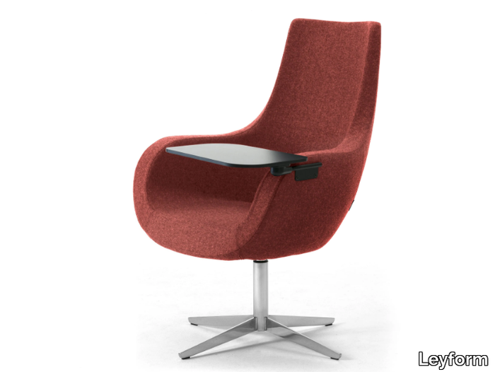 VICTORIA - Swivel wool easy chair with writing tablet _ Leyform