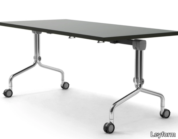 ARNO 5 - Rectangular chipboard and steel meeting table with castors _ Leyform