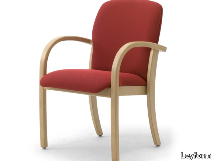 KALI - Laminated wood and fabric chair with armrests _ Leyform