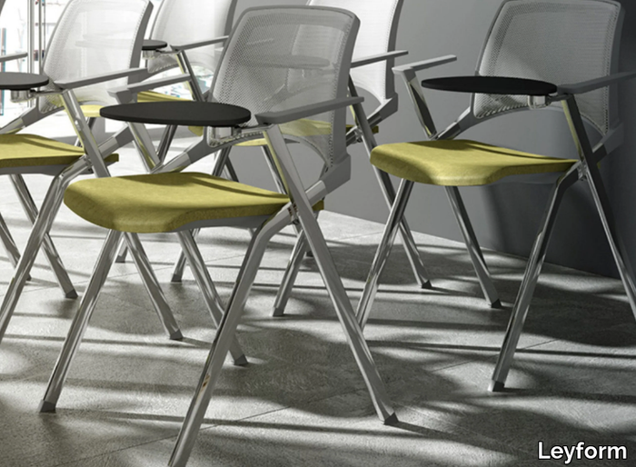 KEY OK - Chrome plated steel and fabric chair with armrests _ Leyform