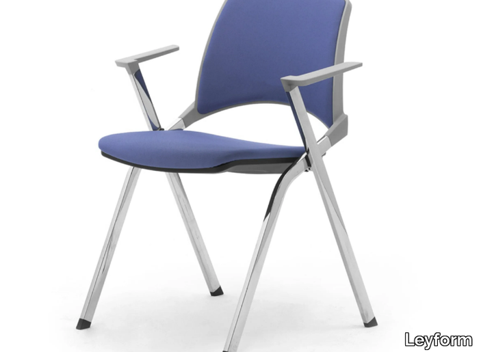 KEY OK - Chrome plated steel and fabric chair with armrests _ Leyform