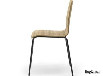 ZEROSEDICI WOOD - Stackable wood veneer chair with linking device _ Leyform