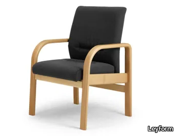 WOOD B - Multi-layer wood and fabric easy chair with armrests _ Leyform