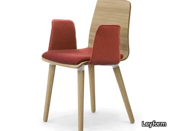 ZEROSEDICI WOOD - Wood veneer chair with armrests with integrated cushion _ Leyform