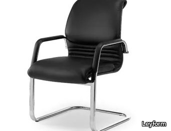 ELEGANCE - Cantilever leather chair with armrests _ Leyform