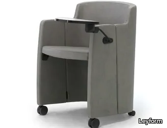 CLAC - Folding leather training chair with writing tablet _ Leyform