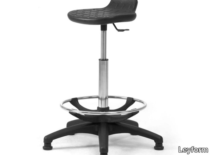 OFFICIA - Height-adjustable polyurethane office stool with footrest _ Leyform