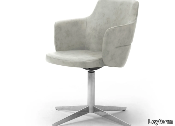 OPERA - Swivel with 4-spoke base leather chair with armrests _ Leyform