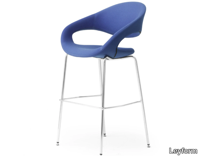 SAMBA - High steel and fabric stool with armrests _ Leyform