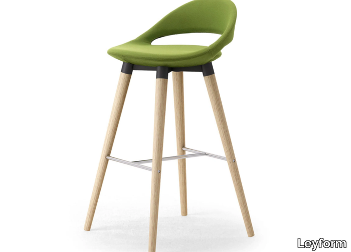 SAMBA - High wooden and fabric stool with back _ Leyform