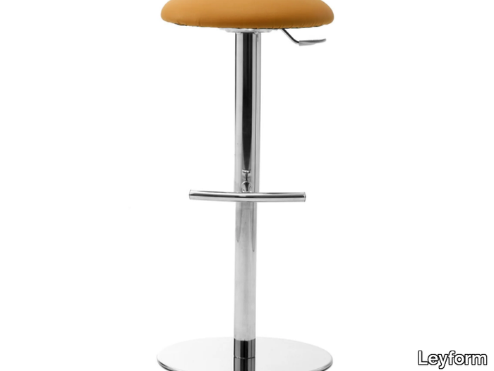 PUNTO - High swivel fabric and chrome steel stool with footrest _ Leyform