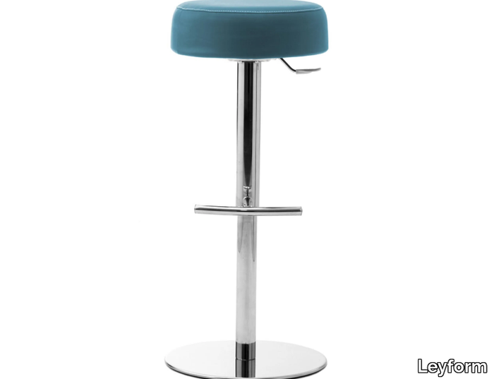 PUNTO - High swivel leather and chrome steel stool with footrest _ Leyform