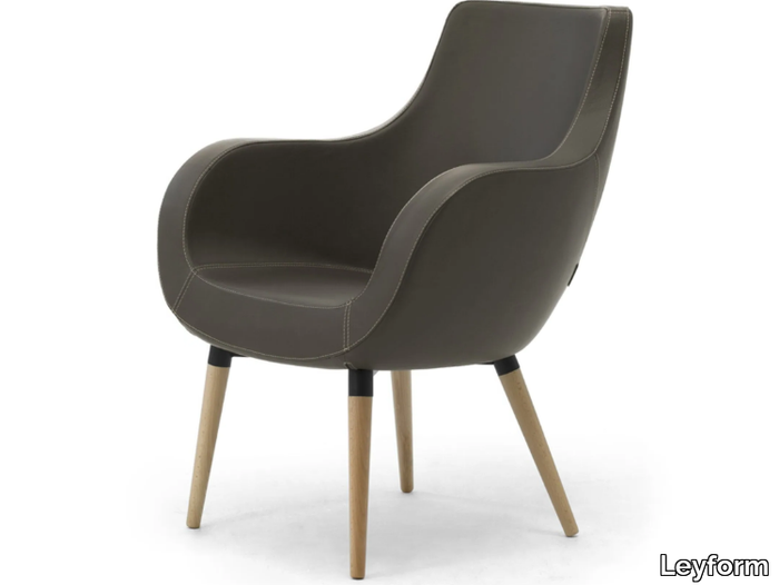 VICTORIA - Leather easy chair with armrests _ Leyform