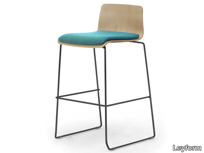 ZEROSEDICI WOOD - High sled base multi-layer wood and steel stool _ Leyform