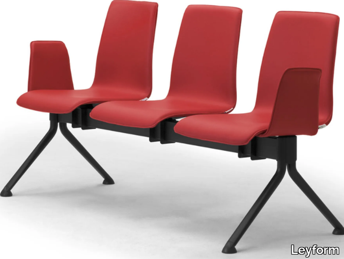 ZEROSEDICI - Steel and leather beam seating with armrests _ Leyform