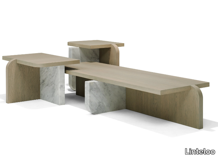 OFFSET - Low rectangular wood veneer coffee table _ Linteloo