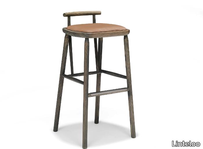 OISEAU - Wooden barstool with integrated cushion _ Linteloo