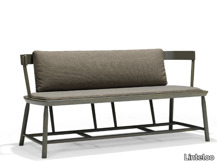 OISEAU - Upholstered solid wood bench with back _ Linteloo