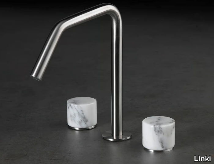 MARBLE - Stainless steel and marble washbasin mixer _ Linki