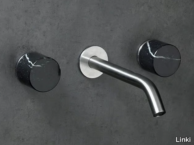 MARBLE - Wall-mounted stainless steel and marble washbasin mixer _ Linki