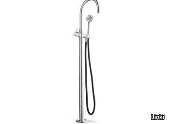 DECO 072 - Floor standing stainless steel bathtub mixer with hand shower _ Linki