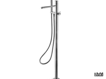 STYLO 070 - Floor standing stainless steel bathtub mixer with flexible hose _ Linki