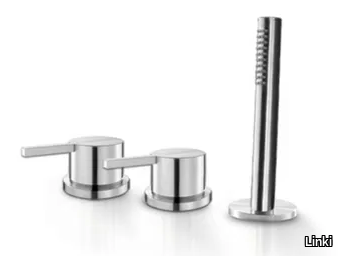 STYLO 237 - Deck mounted 3 hole stainless steel bathtub tap with hand shower _ Linki