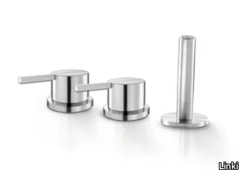 STYLO 238 - Deck mounted 3 hole stainless steel bathtub tap with hand shower _ Linki