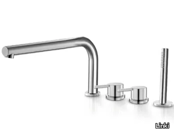 STYLO 240 - Deck mounted stainless steel bathtub tap with hand shower _ Linki