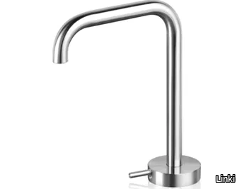 ROUND RND014 - Countertop hydroprogressive stainless steel washbasin mixer _ Linki