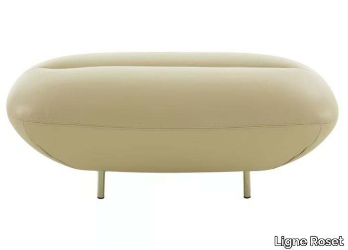 MANAROLA - Upholstered leather footstool _ Ligne Roset