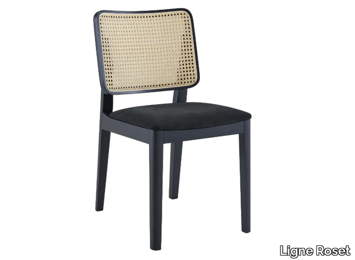 TAMBOUR - Ash and rattan chair with integrated cushion _ Ligne Roset