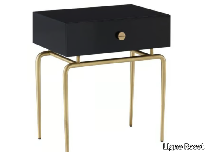 DÉBOURGEOISÉE - Rectangular steel and wood bedside table with drawers _ Ligne Roset