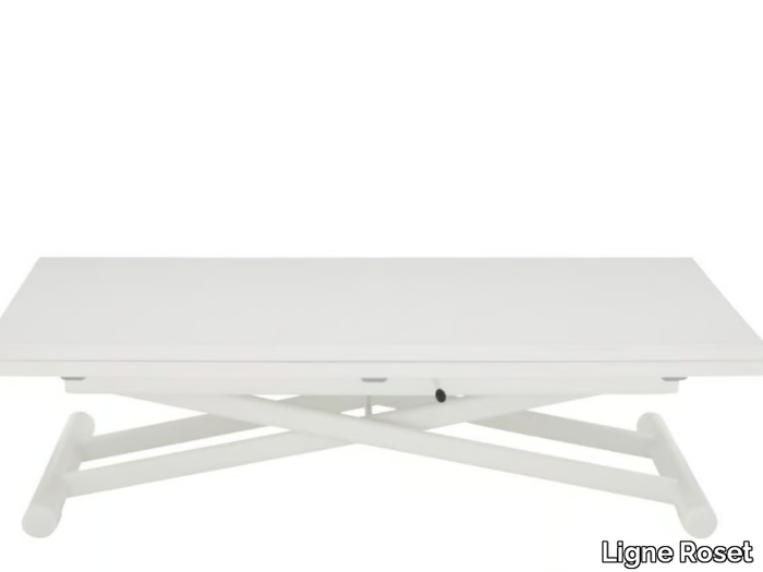 BRUNCH - Height-adjustable low rectangular steel and wood coffee table _ Ligne Roset