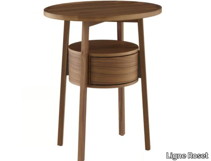 EPISODE - Round solid wood bedside table with drawers _ Ligne Roset