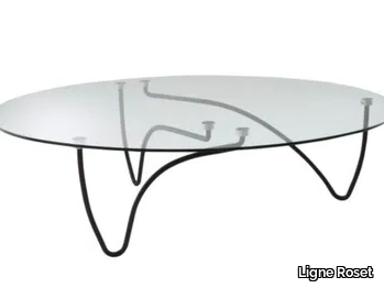 RYTHME - Low oval tempered glass coffee table _ Ligne Roset