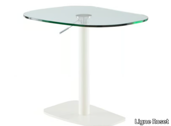 PIAZZA - Height-adjustable glass and steel table _ Ligne Roset