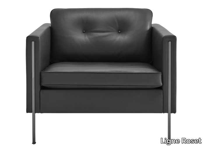 ANDY - Leather armchair with armrests _ Ligne Roset