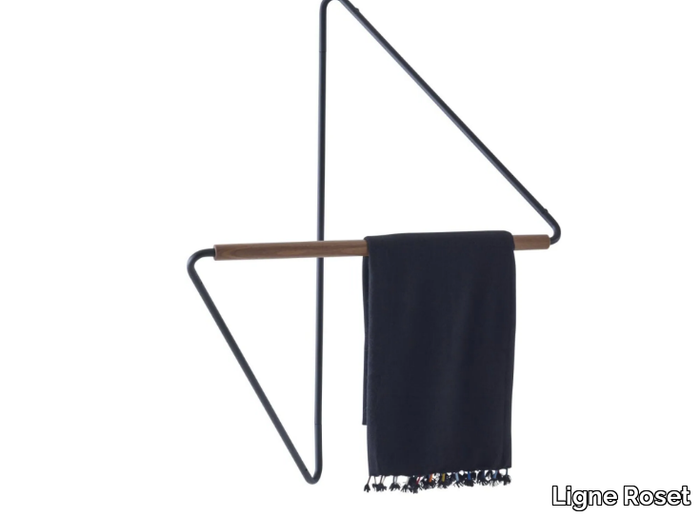 UGAO - Towel holder in tubular and walnut wood _ Ligne Roset